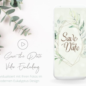 Wedding Save the Date Video with Photo - Eucalyptus Digital Wedding Invitation