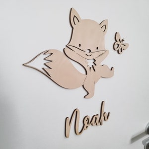 Personalized door sign: Children&#39;s room decoration boy fox - wooden letters children&#39;s room door
