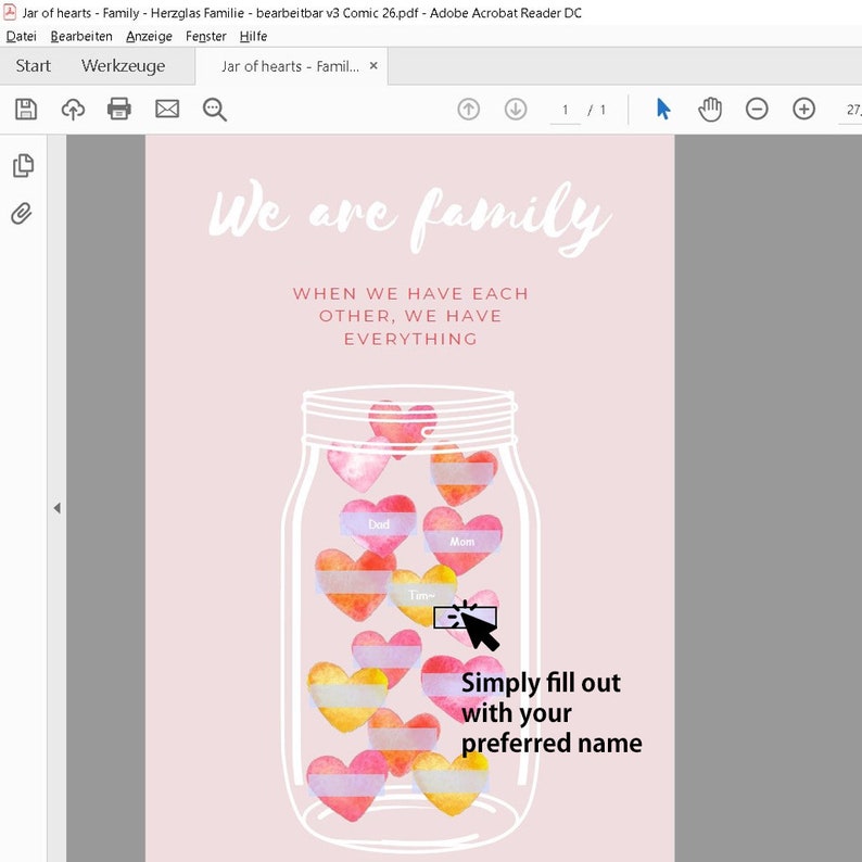 DIY Familienposter: Persönliches Geschenk für Familienmitglieder zB. zum Muttertag oder zur Hauseinweihung Wandbild Familie PDF Template Bild 4
