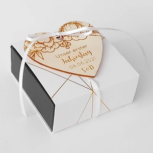 Regalo di anniversario personalizzabile: confezione regalo con ciondolo a cuore – idea regalo biglietto fai da te per foto