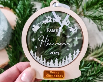 Personalisierte Weihnachtskugel Familie: Außergewöhnliche Weihnachtskugeln Weihnachtsbaumschmuck Holz