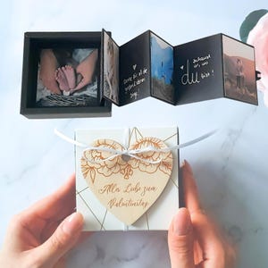 Geschenke zum Valentinstag für Ihn: Personalisierte Geschenkbox mit Holz Herz-Anhänger - Valentinstagsgeschenk DIY Fotogeschenk