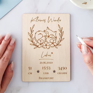 Carte de naissance personnalisée pour garçon - planche de naissance en bois cadeau de naissance bébé
