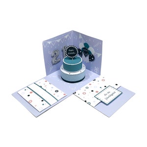 DIY Bastelvorlage „Happy“ zum Ausdrucken und Selbstbasteln – Explosionsbox als Geburtstagsgeschenk ideal für Gutscheine oder Geldgeschenke