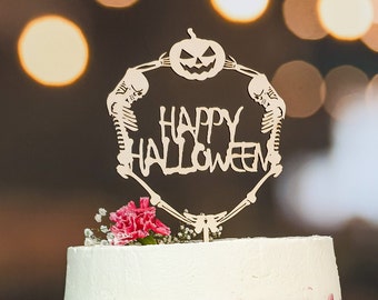 Cake Topper: Happy Halloween - Décoration de gâteau pour la fête d’Halloween