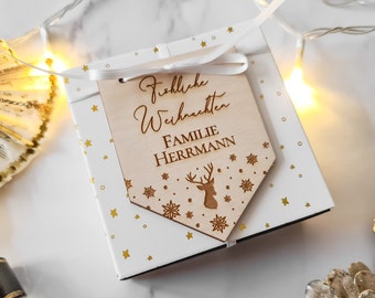 Geschenkanhänger Weihnachten mit Namen - Weihnachtsanhänger personalisiert - Weihnachtskärtchen Anhänger zu Weihnachten Geschenkanhänger