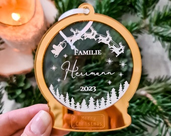 Personalisierte Weihnachtskugel Familie: Besondere Weihnachtskugeln Gold & Silber Schneekugel