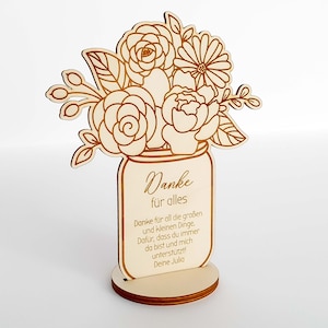 Wooden thank-you card with stand Small personalized gift for your mom, best friend, teacher, nurse or coworkers image 4