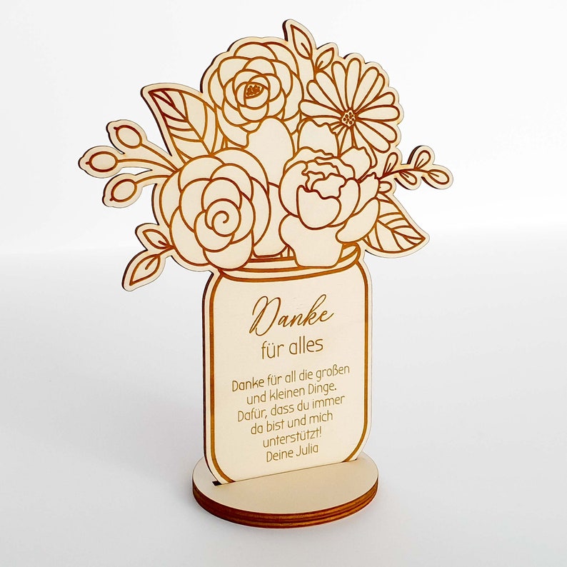Wooden thank-you card with stand Small personalized gift for your mom, best friend, teacher, nurse or coworkers image 4
