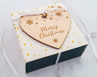 Coffret cadeau de Noël personnalisé - Coffret de Noël DIY JOYEUX NOËL - Cadeau photo de Noël avec pendentif coeur & carte pour photos