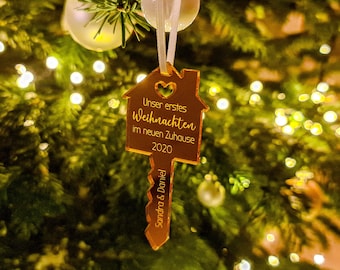 Weihnachtsgeschenk Personalisierter Holz Christbaumschmuck - Geschenk Partner Schlüssel