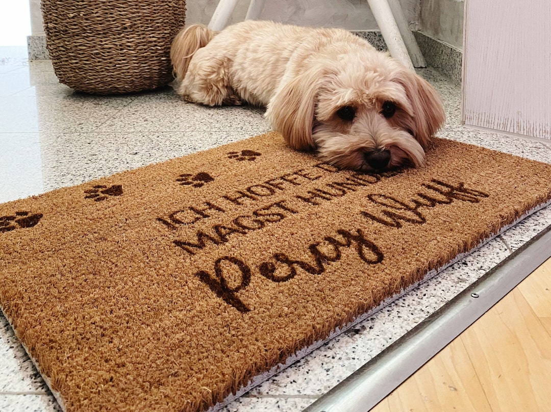 Personalized Coconut Doormat for Dog Owners Indoor Mat With Individual