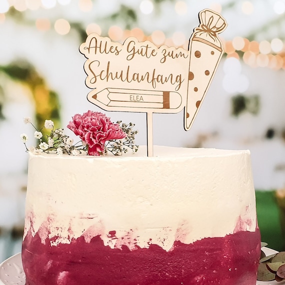 Einschulung Deko Tortendeko - 7-teiliges Set Aus Holz Für Schulanfang Kuchen & Cupcakes