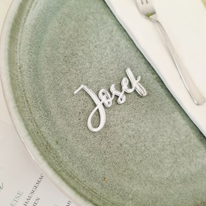 Wedding place cards - Acrylic silver custom names for table party decoration - Unique wedding decor -  Seating tags reception