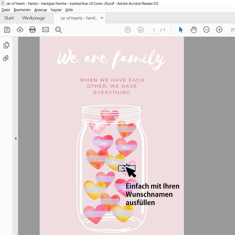 DIY Familienposter: Persönliches Geschenk für Familienmitglieder zB. zum Muttertag oder zur Hauseinweihung Wandbild Familie PDF Template Bild 3