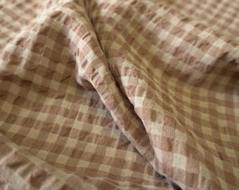 Yarn dyed linen crinkled gingham - Beige