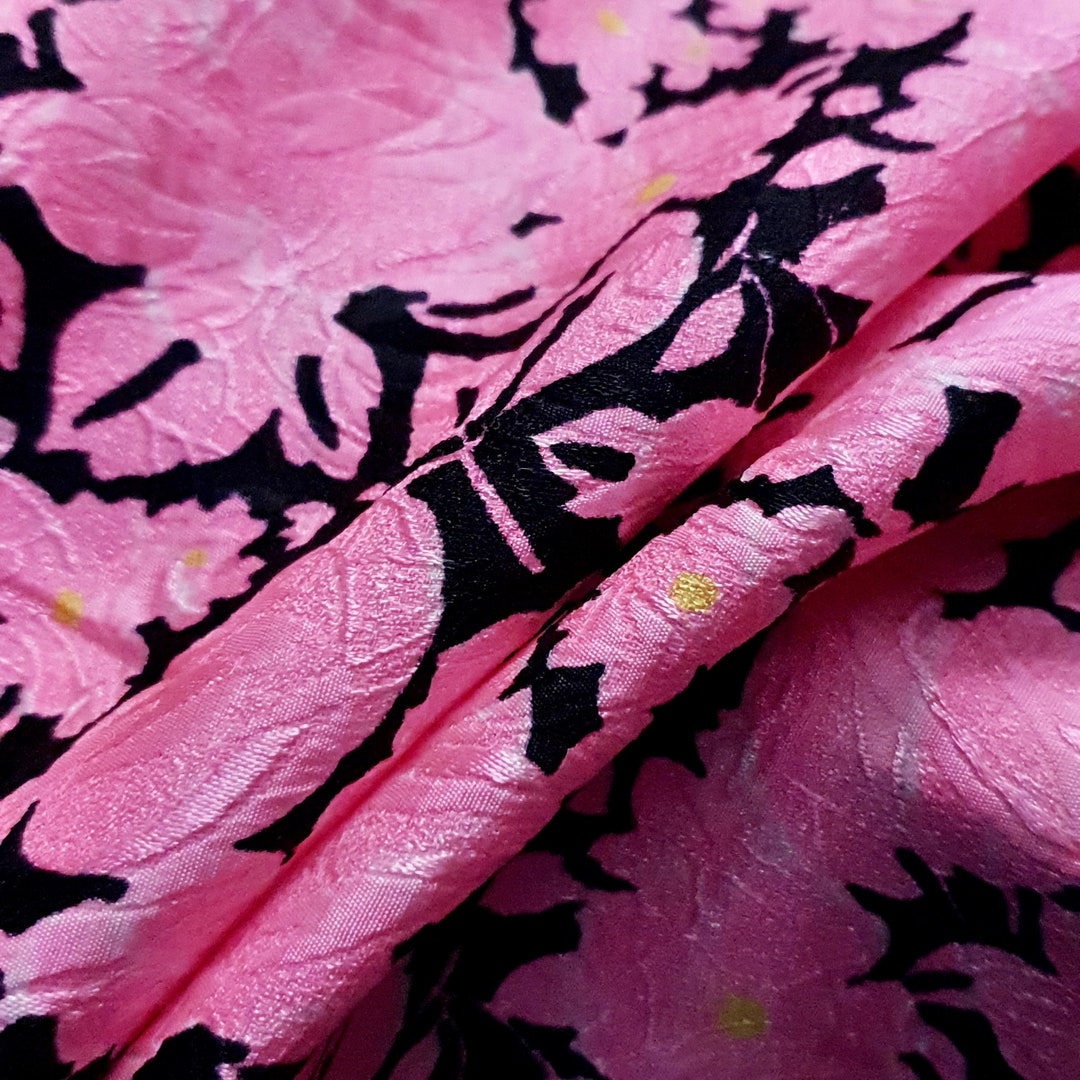Neon Pink Floral Jacquard Fabric PRICED PER METER - Etsy
