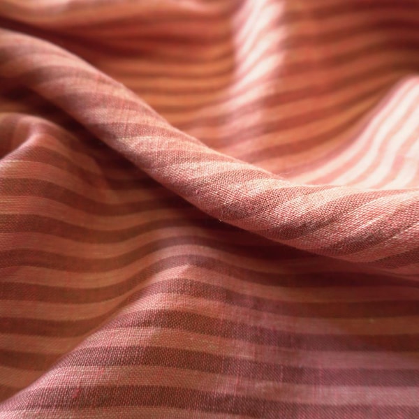 Washed Yarn dyed Linen Stripe - Pink