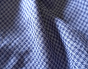 Washed Yarn dyed Linen gingham - Blue navy