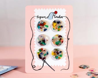Conjunto de botões com efeito pictórico (10 mm, 15 mm, 20 mm, 25 mm, 35 mm)