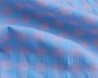 Yarn Died 3-Color Cotton Gingham Bubble - Light Pink and Blue | PRICED PER METER