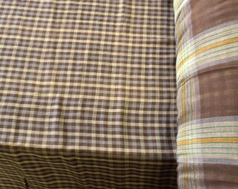Soft Double sided Gingham Double Gauze - Brown