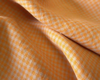 Washed Yarn dyed Linen gingham - Orange