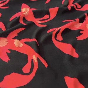 1.6m only Water paint fish viscose satin | PRICED PER METER | Wholesale remnants