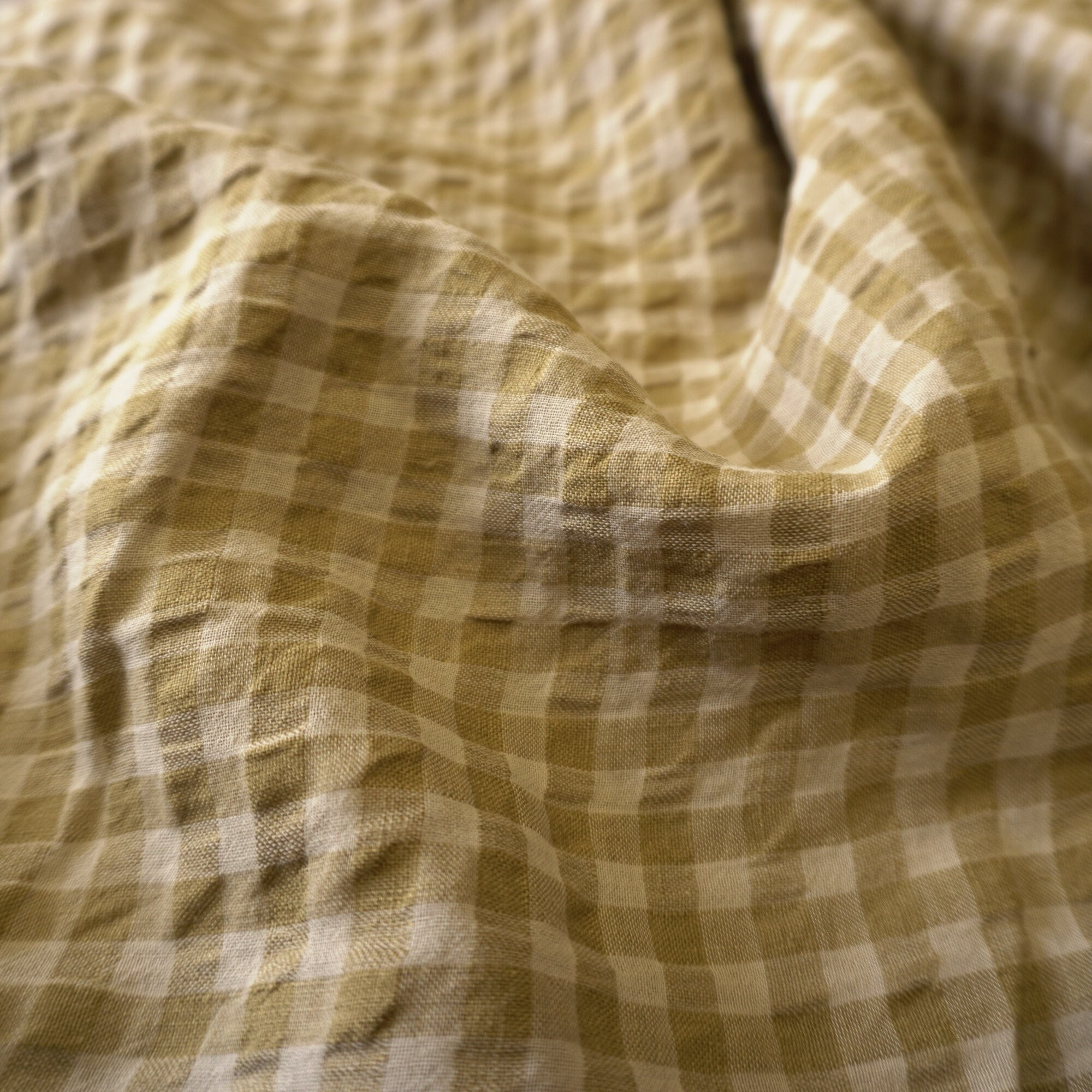 papierパピエOne arm linnen knit/pistachio Yarn Dyed Linen Crinkled Gingham – Pistachio - Etsy