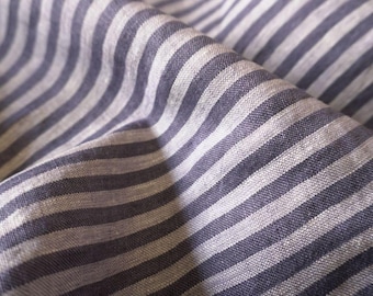 Washed Yarn dyed Linen Stripe - Navy