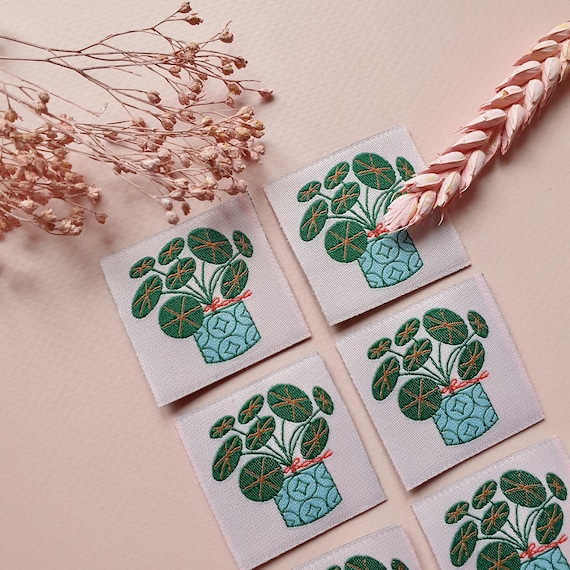 Lucky Penny Plant Embroidery Artist Labels, Pack of 6 | Sewing Labels | Garment Labels for Handmade Clothes | Sewing gifts