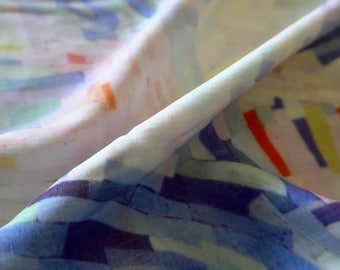 Pastel Painterly Print Tencel Linen Blend Fabric