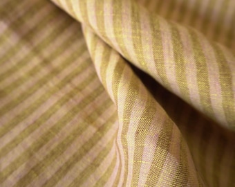 Washed Yarn dyed Linen Stripe - Pistachio