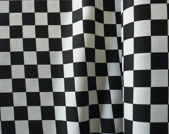 Scacchiera in tela di cotone - Bianco e nero