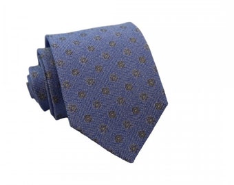 Silk Necktie Blue/Grey Color Motif 8cm