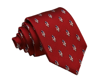 Corbata de Seda Color Rojo con Evzones 8cm