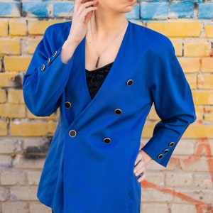 Vintage Womens Blazer - Royal blue jacket Street Stye