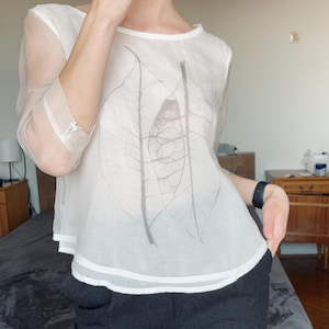 Vintage Silk Top Blouse - Ivory white womens blouse