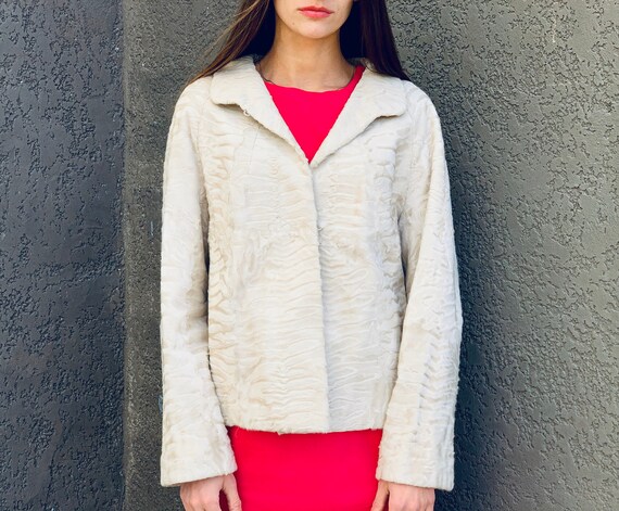 Vintage coat Fur coat Ivory white fur coat Short c