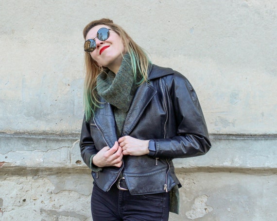 Amazing black leather jacket / Vintage leather jac