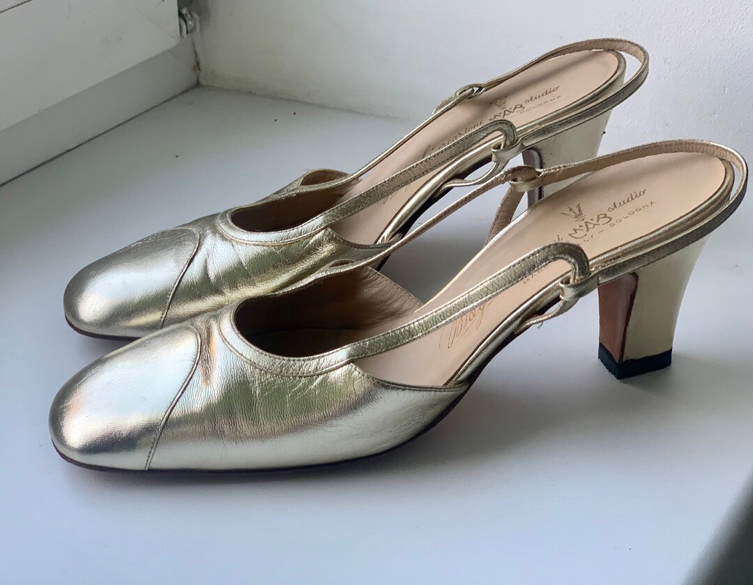 Gold Heels Vintage / Vintage Bridal Gold Shoes / Ladies Shoes Etsy