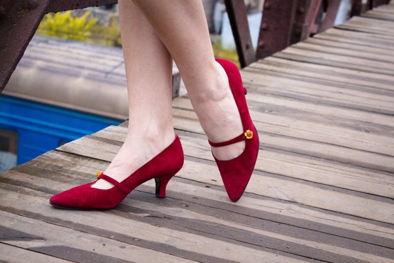 red suede womens shoes