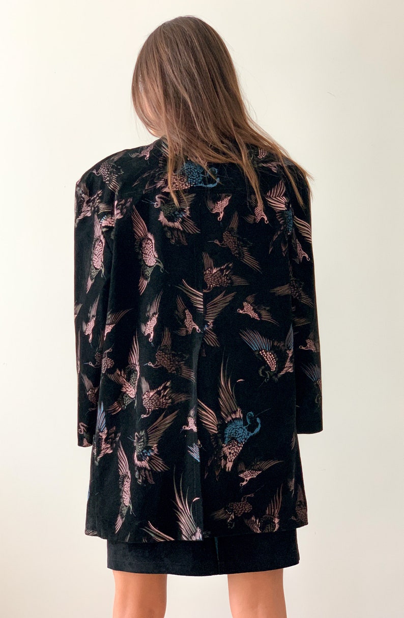 Vintage skirt suit Women/'s set skirt and jacket Black suede Oversize jacket
