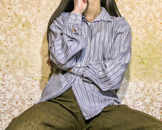 Vintage silk shirt by Burberrys Gray striped shirt