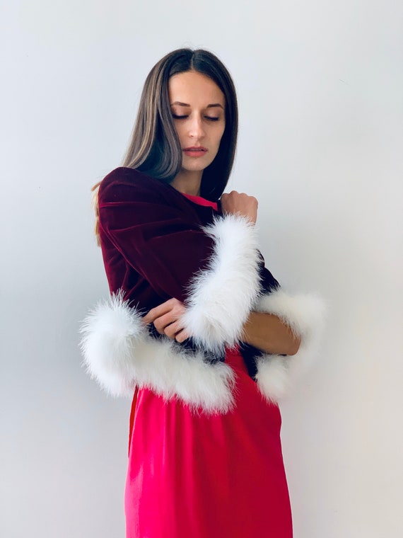 Vintage velvet jacket Red velvet bolero