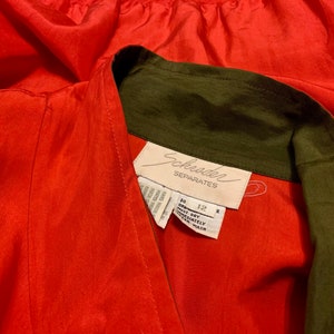 Vintage silk bomber jacket. Oversize unisex bomber jacket. Red bomber jacket women. 80s clothing, 90s grunge clothing image 10