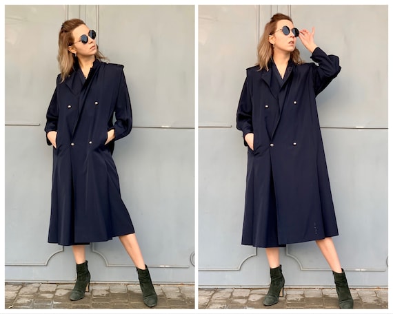 Vintage navy blue coat Wool coat Retro coat Vintag