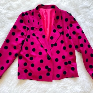 Vintage Fuchsia Polka Dot Jacket – Bold, Playful & One-of-a-Kind