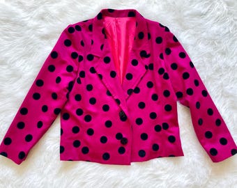ヴィンテージ フクシア ピンク ジャケット（ドット柄）– 派手で個性的な一点もの