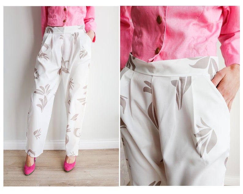 Vintage pants Vintage beige trousers Cruise style Mom pants High waist pants